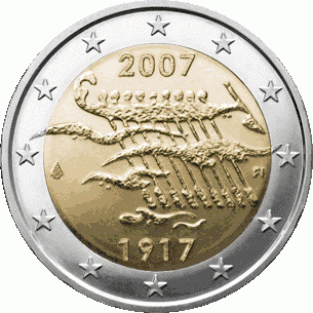2 EURO 2007	90 jaar onafhankelijkheid	UNC Finland